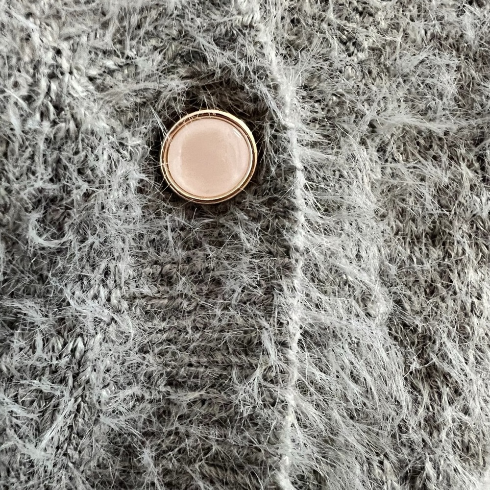 Fuzzy Openwork Flounce Sleeve Button-Up Fuzzy Car… - image 5